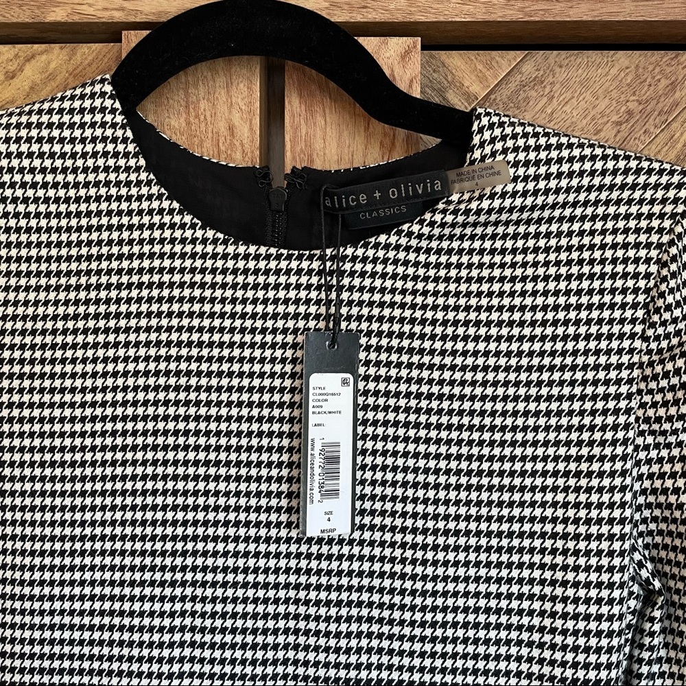 NWT Alice + Olivia Delora Houndstooth Dress size 4 - Picture 3 of 6